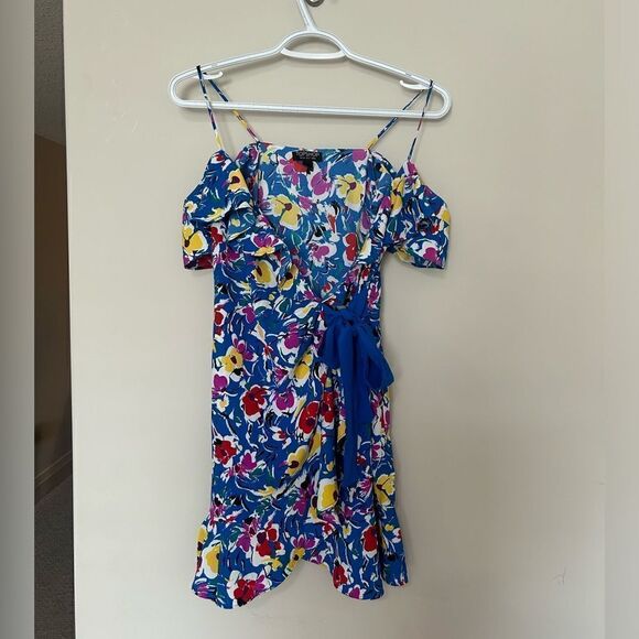 Top Shop Floral Blue Wrap Dress - Picture 5 of 15